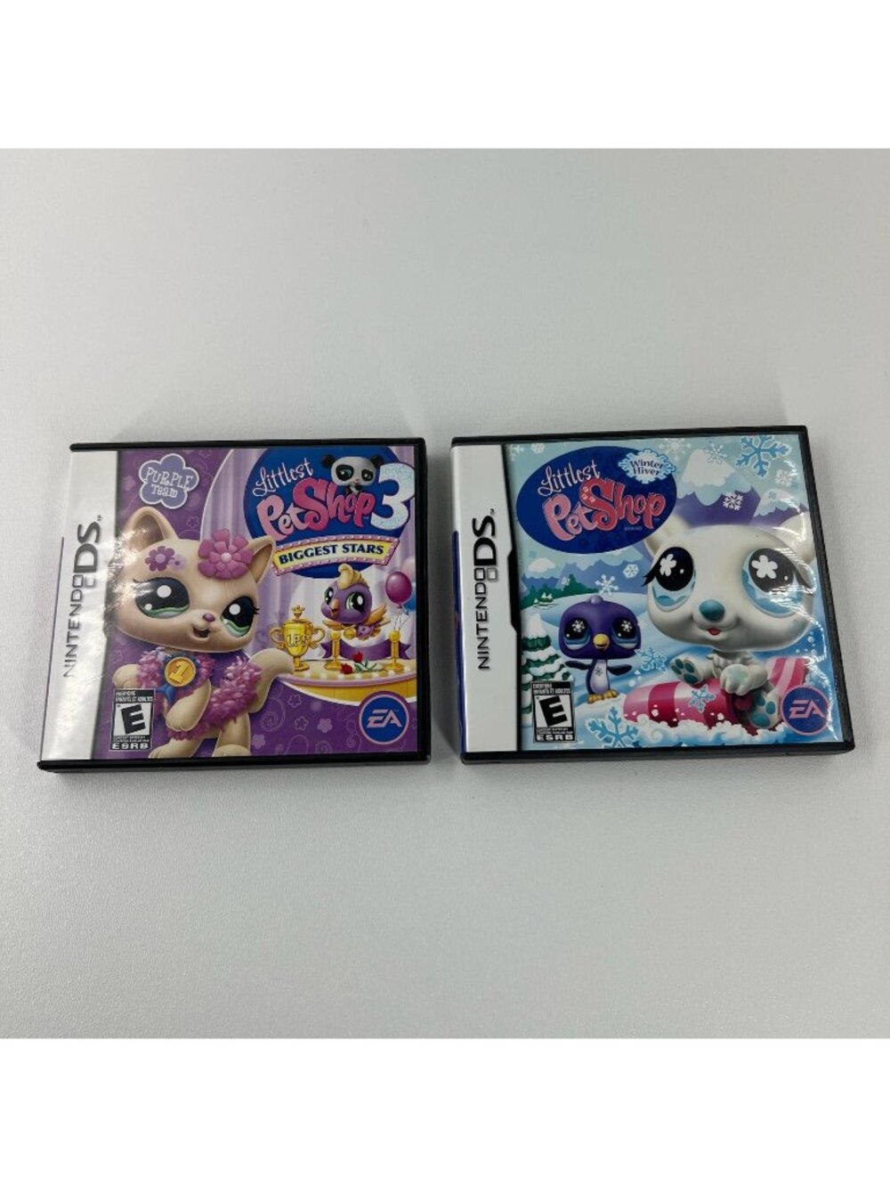 Littlest Pet Shop Nintendo DS Cases Manuals Bundle Winter Biggest Stars Purple